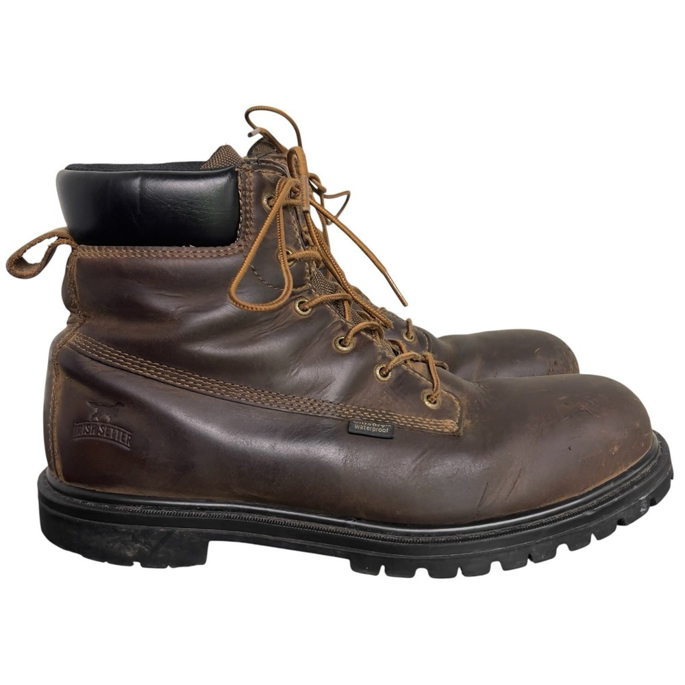 Irish Setter 83672 Men's 6" Waterproof Steel Toe Work Boots Brown Size 12 EE Wid